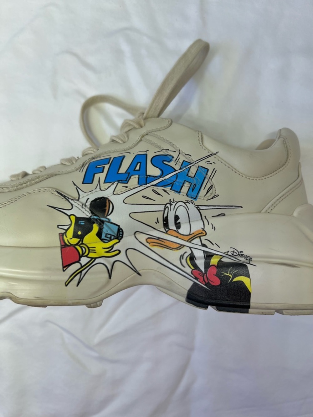 Gucci x Disney Rhyton “Donald Duck Flash” Leather Chunky Sneakers Size 8 - Picture 11 of 14